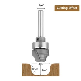 SpeTool Juice Groove Router Bits with Bearing 1/8" Radius 1/4" Shank, Bowl and Tray Router Bit for Crafting Drainage Grooves, Decorative Edges and Custom Woodworking Projects