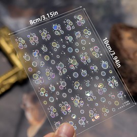 Colorful Water Bubbles Nail Art Stickers Dreamy Shell Light Bubble Star Nail Stickers for Women Relief Circle Foam Sticker Nails Design Decor Cute Aesthetic Bubble Nail Sticker Nails Accessories