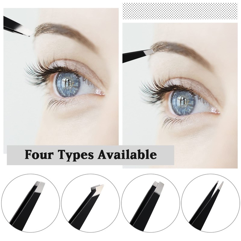 Brencco Precision Tweezers Set of 4 Stainless Steel Professional Eyebrow