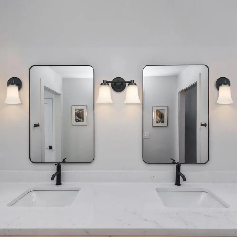 US Instock ETL Black Iron Double Vanity Lights for Mirror