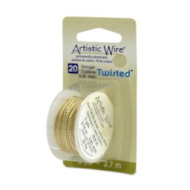 Artistic Wire Beadalon, 20 Gauge, Twist Round Non, 3 yd (2.7 m) Craft Wire, Tarnish Resistant Brass
