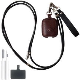 ChouXiLin Leather Case for AirPods 1st/2nd Gen - Premium Shockproof Cover with Neck Strap | Cute Travel Accessories for Women, Secure Snap Closure & Deep Brown Elegance (Airpods 2/1 Generation)