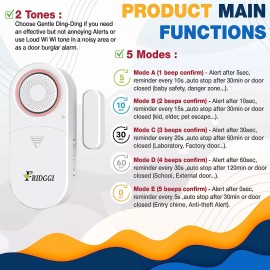 FRIDGGI 3in1 Alarm Door Alarm With Delay 80 To 120 Db Close Door Reminder Time Delay Doo
