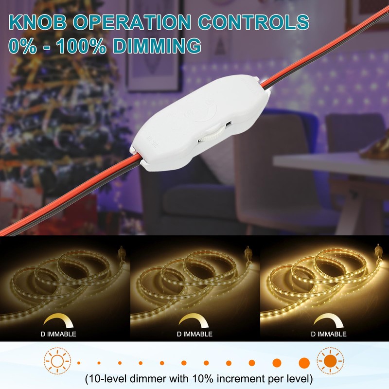 MECCANIXITY LED Strip Dimmer, DC 12V to 24V 6A Rotary