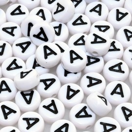 Lnvision Letter Beads A 300 Pieces 4 x 7 mm Vowel White for Jewellery Making, DIY Bracelets, Necklaces, Key Chains, Bracelets