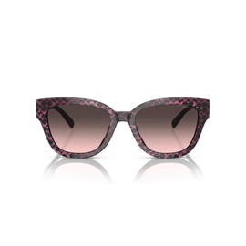 Coach HC8379F Low Bridge Fit Sunglasses, Ruby Pearl Signature C/Grey Rose Gradient, 57 mm