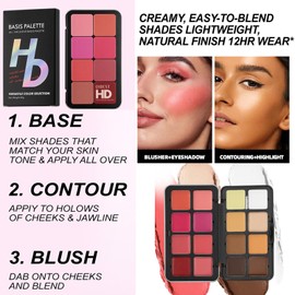 16 Colors Cream Contour Blush Palette, Moisturize Smooth Concealer Blush Contour Makeup Palettes, Long Wearing Blendable Matte Blush