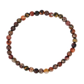 Taddart Minerals - Red Brown Natural Gemstone Leopard Jasper Bracelet with 4mm Balls on Elastic Nylon Thread - Handmade, Rubber, Jasper