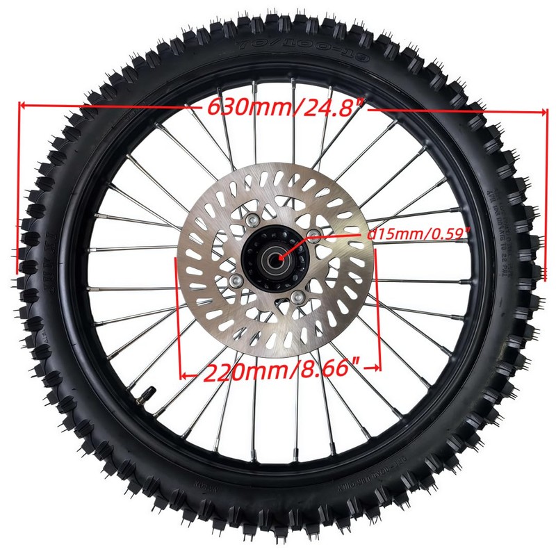 Beeking 70/100-19 Front Wheel Rim Tire Assembly for Dirt Bike