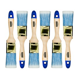 Hardy Series 42 Flat Brush for Painting with Acrylic Paints and Varnishes, Efficient and Evenly Covering, Synthetic Bristles and Wooden Handle, Set of 6, Width 35 mm