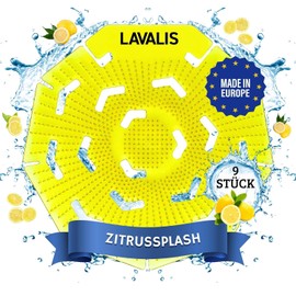 Lavalis Urinal Sieve (Pack of 9) Scented Citrus Splash, Splash Guard for Men Toilet, Urinal Insert Mat for Each Pissoir, 30 Days Fresh Effect, Round Yellow