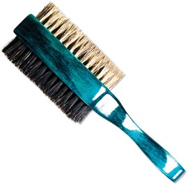 Wave Brush 2 Way Double Sided Hard & Soft Natural Boar Bristle Premium Wavy Hairbrush (Square - Turquoise)