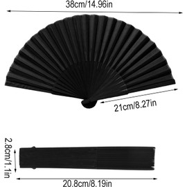 Two-piece hand fan, foldable fan, black Chinese fan, vintage handheld folding fan, Chinese fan, party, wedding gift, DIY decoration, home decoration