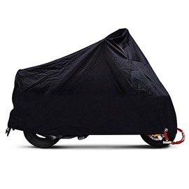ANFTOP Motorcycle Cover 3XL Motorcycle Garage Scooter Tarpaulin Black Colour Lock Holes Waterproof UV Protection Protective Case XXXL