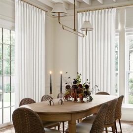 Pinch Pleated Linen 108 Inch Curtains 70 Inch Width for Living Room Divider Light Filtering Ivory Beige White Extra Wide Patio Curtains for Sliding Door Balcony Floor to Ceiling Picture Window 70x108