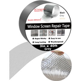 wohohoho Window Screen Repair Tape, 3 in X 40 FT (480IN) Gray Screen Patch Repair Kit, 3-Layer Strong Adhesive Invisible Screen Tape Mesh Repair for Windows, Doors Garage Mosquito Net Magnetic Screen