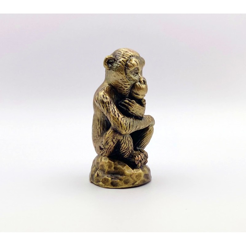 Lamp Finial-Thinking Monkey-Antique Brass Finish, Highly Detailed Metal Casting