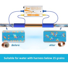 Electronic Water Descaler System, Whole House Water Softener Alternative, No Salt, Limescale Prevention (Sliver)