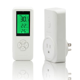 DIGITEN Wireless Temperature Controlled Outlet, Digital Plug-in Thermostat with Remote Control, Built-in Temp Sensor, Heating & Cooling for A/C, Fans, Heaters (Remote Detects Temperature)