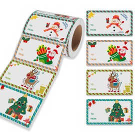 300 Pcs Self Adhesive Christmas Tag Stickers, 2.95 x 1.6 Inch Gift Tags for Christmas Presents, Xmas Stickers for Decorative Greeting Cards, Envelopes & Gift Wraps