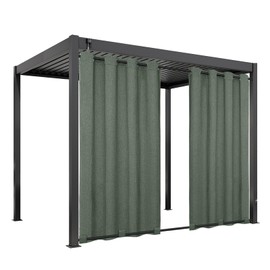 Easy-Going Linen Look Outdoor Curtains Waterproof Windproof Porch Curtains, Soft Thicken Outdoor Privacy Curtains for Patio, Gazebo, Grommet Top and Tab Bottom Drape, 1 Panel, 54x120 inch, Sage Green