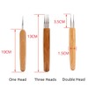 BLUPLE 3Pcs/Set(1Hook,2Hook,3Hook) Bamboo Dreadlock Crochet Hook Dreadlocks Crochet Needle with