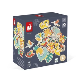Janod - 24-Piece Magnetic Set Tropical - Wooden Toddler Toy - Magnetic Toy - Motor Skills and Fantasy - FSC Certified - From 2 Years, J08274