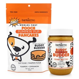 Pumpkin Pup Buddy BUDDER + Pooch Pancakes, 100% All Natural Dog Peanut Butter & Pancake Mix, No Artificial Sugar or preservatives, Healthy Dog Treats - Made in USA
