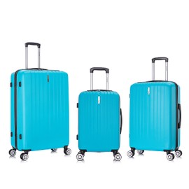 Rockland Malibu Hardside Spinner Wheel Luggage, Turquoise, 19", 24", 28"