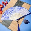 QIRMIZI 10 Pieces Handheld Fans, Silk Folding Fans, Floral Folding