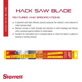 Starrett Bi-Metal Unique HSS Safe-Flex Hand Hacksaw Blade - Ideal for Contractors and Tradesmen - 12" Length, 1/2" Width, 0.024" Thickness, 32 TPI - 2-Pack - KBS1232-2