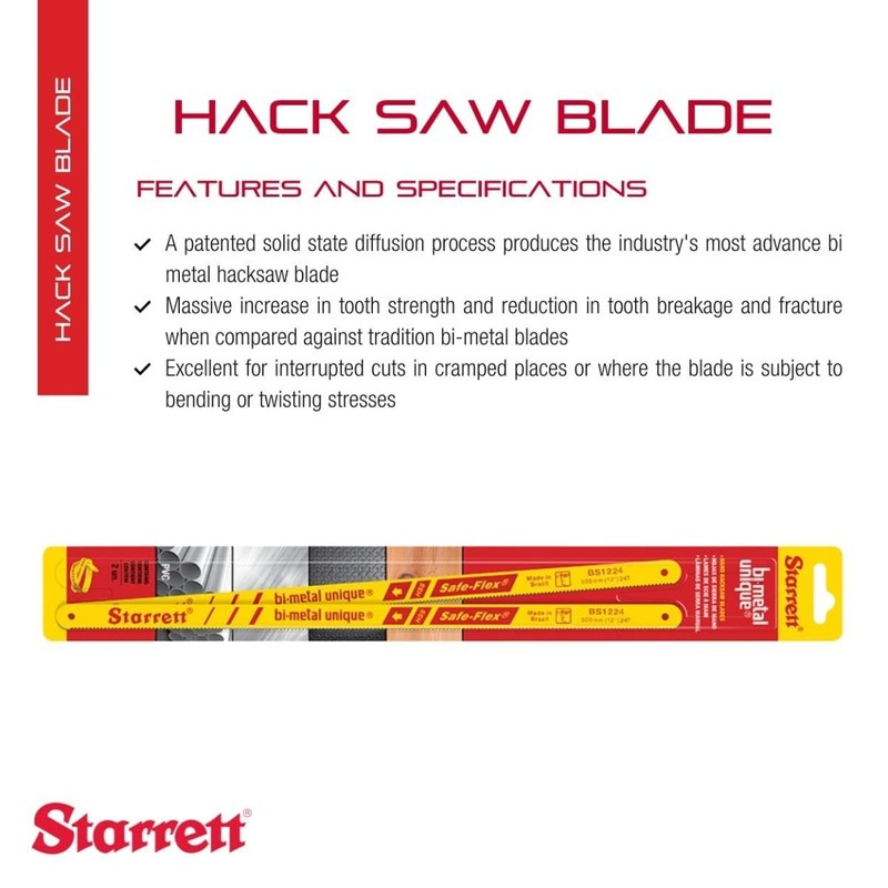 Starrett Bi-Metal Unique HSS Safe-Flex Hand Hacksaw Blade - Ideal