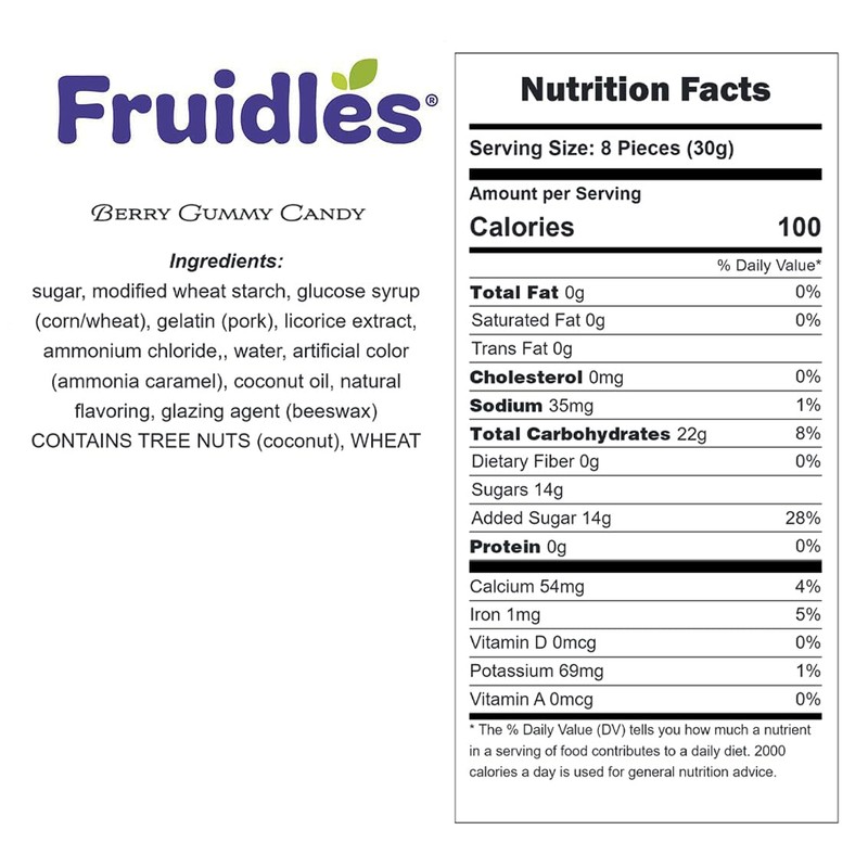 Fruidles Berry Gummy Candy, Nonpareils Coated Gummies (1 Pound, Pink