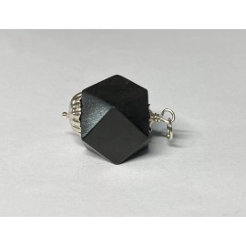 Handmade Sterling Silver 16mm Azabache Jet Pendant