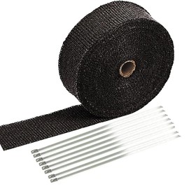 Exhaust Heat Protection Tape, Heat Protection Tape, Exhaust Heat Protection Tape, Basalt Fibre, Motorcycle Heat Protection Tape with 8 Pieces Stainless Steel Cable Ties for Motorcycle, Car (5 cm x 5