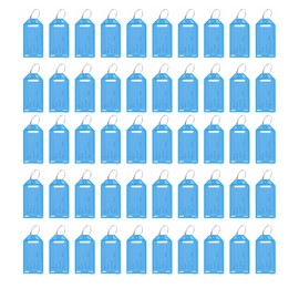 SENRISE 50 Packs Blue Plastic Key Tags, Key Labels with Ring and Label Window for Key, Luggage and Bags Indoor & Outdoor Use