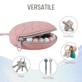 Silicone Pacifier Holder Case, BPA-Free Newborn Baby Silicone Pacifier Holder for Boys & Girls, Portable Silicone Pacifier Container Case (Soft Lilac/Blush)