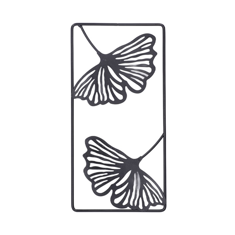 2pcs Leaf Statue Black Style Embossed Design Metal Material Decorative