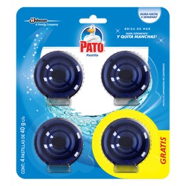 Pato Pastillas para Tanque de Baño, Limpia en cada descarga y Quita Manchas, Cont. 4 Pastillas de 40g