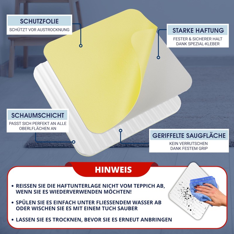 MEISTERWERK Non-Slip Mat for Carpets - Removable Without Residue |