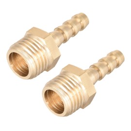 sourcing map Brass Metric Barb Connector Hose Nozzle 6mm x M14 x 1.5 (Pack of 2)