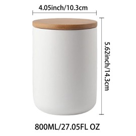 MilkyWay Ceramic Food Storage Jar Canister Modern Design Food Canisters with Airtight Seal Bamboo Lid, Loose Tea Coffee Spice Nuts Snacks Storage Jar Canister (White 27.05oz/800ml)