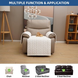 Eismodra Armchair Protector, Armchair Cover for Relaxing Chair, Non-Slip Armchair Cover, Armchair Throw, Sofa Protector Cover with Armrest, Chair Cover for TV Chair, Pets (Cream White, Set of 3)