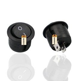 Lsgoodcare 30PCS Round Type Switch Black AC 6A 250V 10A 125V 2 Pin ON/Off I/O SPST Snap in Mini Boat Rocker Switch with 30Pcs Waterproof Cap
