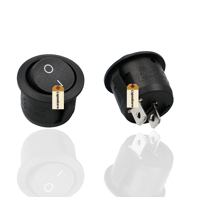 Lsgoodcare 30PCS Round Type Switch Black AC 6A 250V 10A