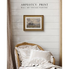 ARPEOTCY Vintage Gold Framed Wall Art Decor, 11x14 Inch Watercolor Wildflower & Sky Picture, Farmhouse Landscape Wall Art for Living Room Bedroom, Retro Kitchen Prints, Rustic Bathroom Decor Aesthetic