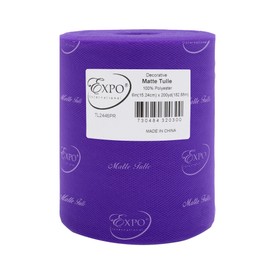 Expo International Decorative Matte Tulle, Roll/Spool of 6” X 200 Yards, Lightweight Polyester Tulle Fabric for Tutus, Costumes, and Party Decorations, Washable, Easy-to-Use, Purple