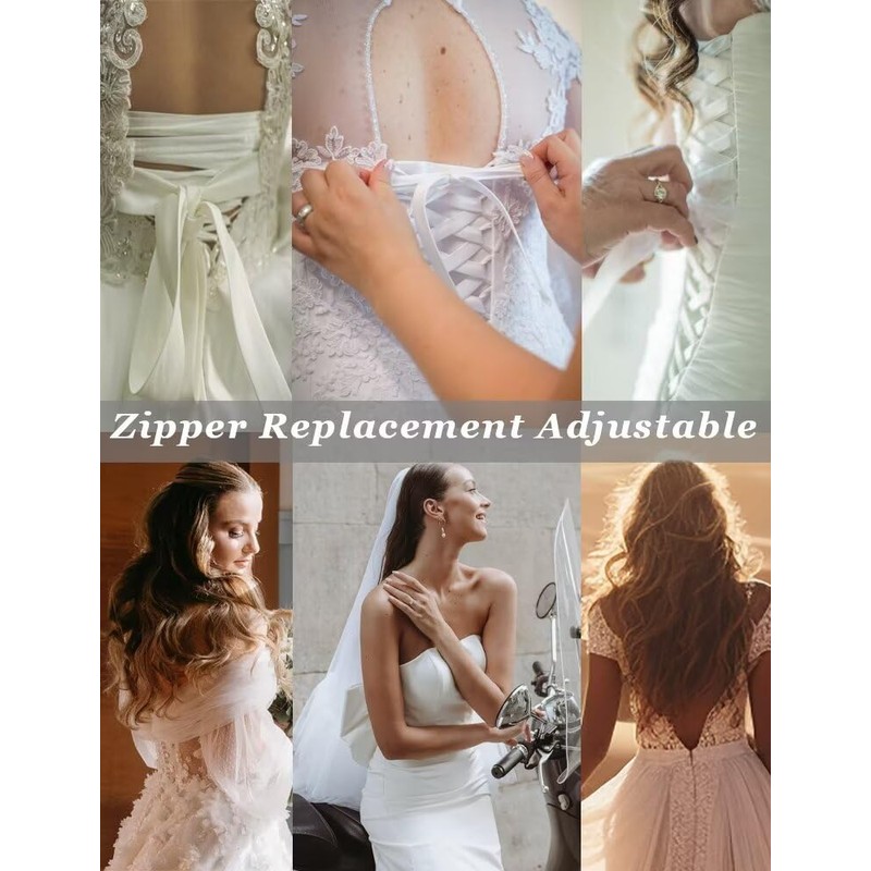 Women's Corset Back Kit Lace up Zipper Replacement Adjustable Satin