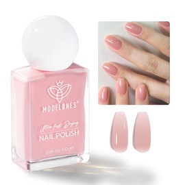 modelones Jelly Nude Nail Polish, 15 ml Jelly Natural Pink Translucent Color Quick Dry Nail Lacquer Strengthener Long Last Shine Fingernail Toe Nail Art DIY Home Travel Manicure Gift for Women Girls