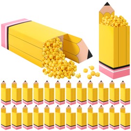 24pcs Pencil Treat Boxes, Premium Welcome Back to School Pencil Shaped Gift Boxes Candy Popcorn Holders Suitable for Party Favors School Classroom Decorations